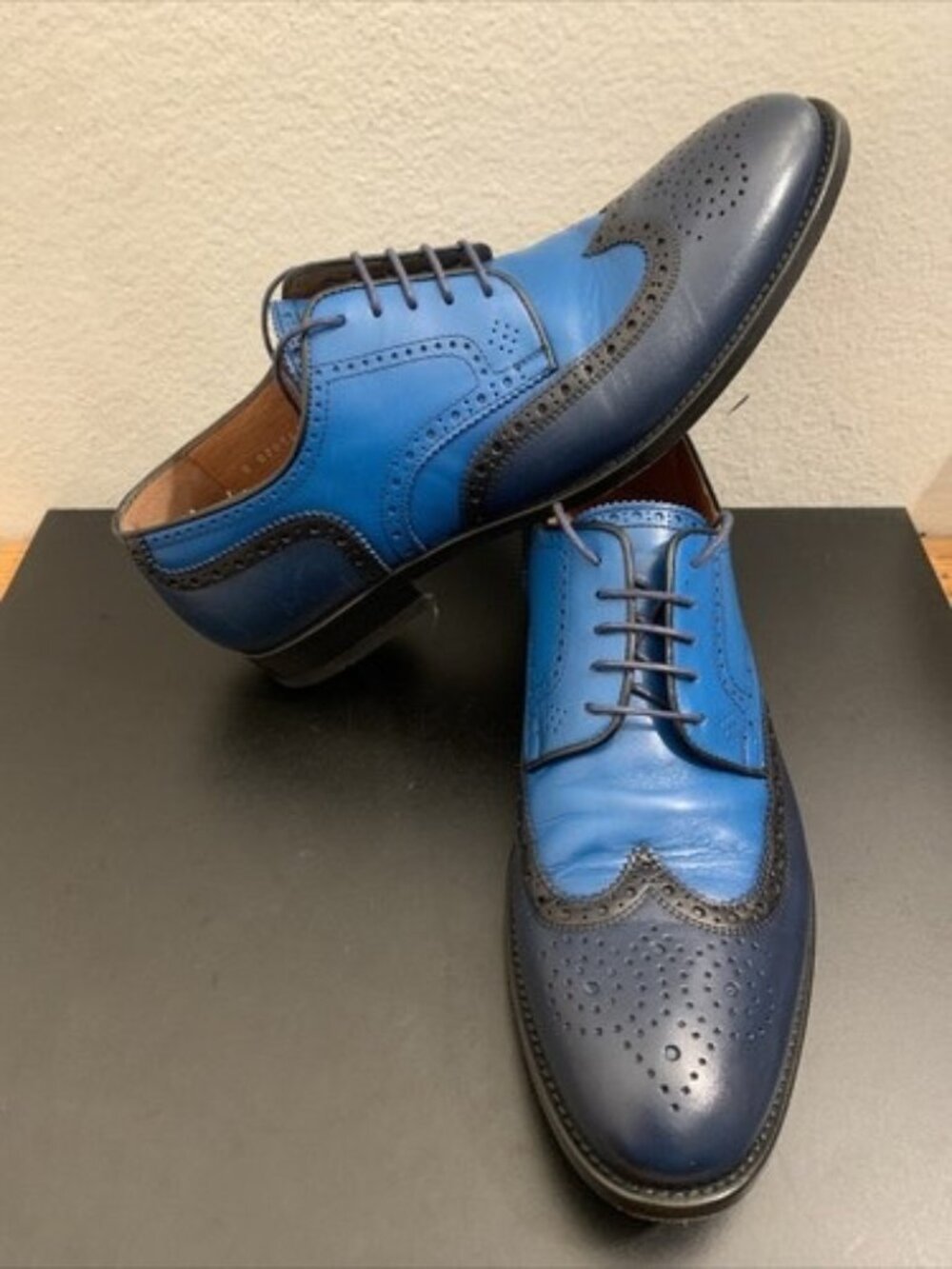 Sepol Brogue Wingtip Oxford Navy Blue Men Sz 42.5 / 10